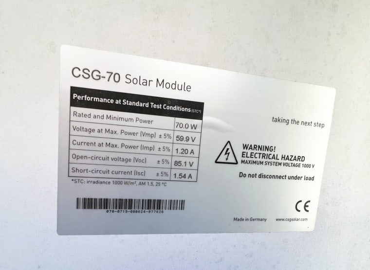 CSG SOLAR CSG 70-85 900 pcs. 63,00 KWp - 76,50 KWp solar modules