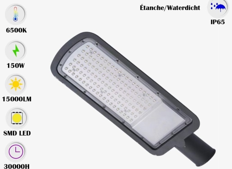 VENUS 25x Straatverlichting 150W - LED SMD Waterdicht IP65 - 6500K Koud Wit