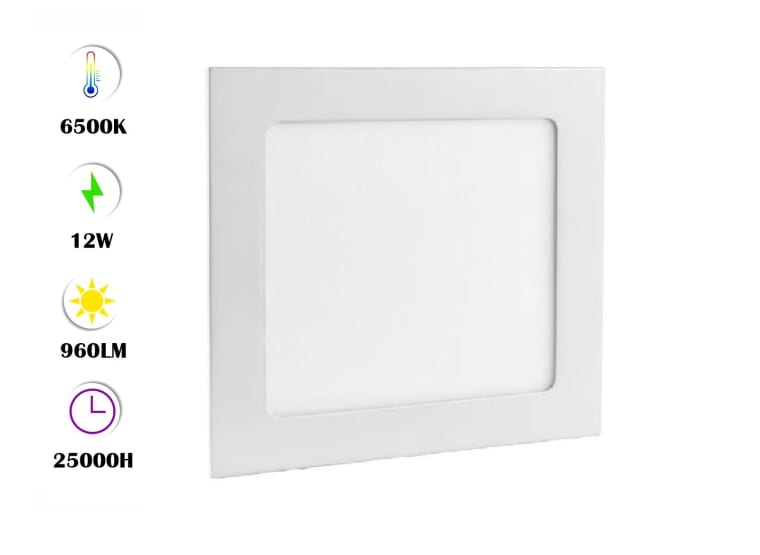 VENUS 80 x LED Panel 12W - LED SMD - Recessed - square - 6500K (daylight)