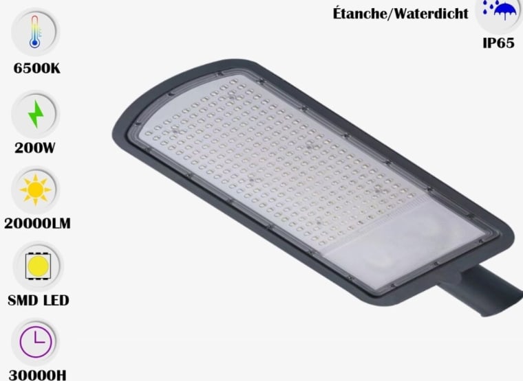 VENUS 25x Straatverlichting 200W - LED SMD Waterdicht IP65 - 6500K Koud Wit