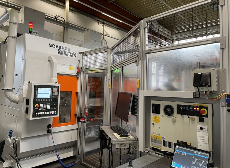 SCHERER FEINBAU VDZ 220 DS CNC Vertical Lathe with Double Spindle and Robot Cell