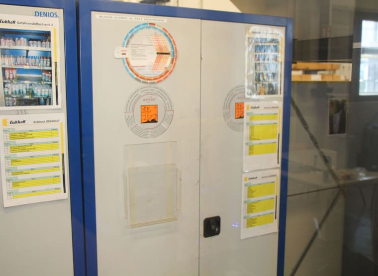 ASECOS Hazardous materials cabinet with contents