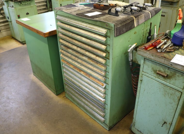 Workshop cabinet with contents