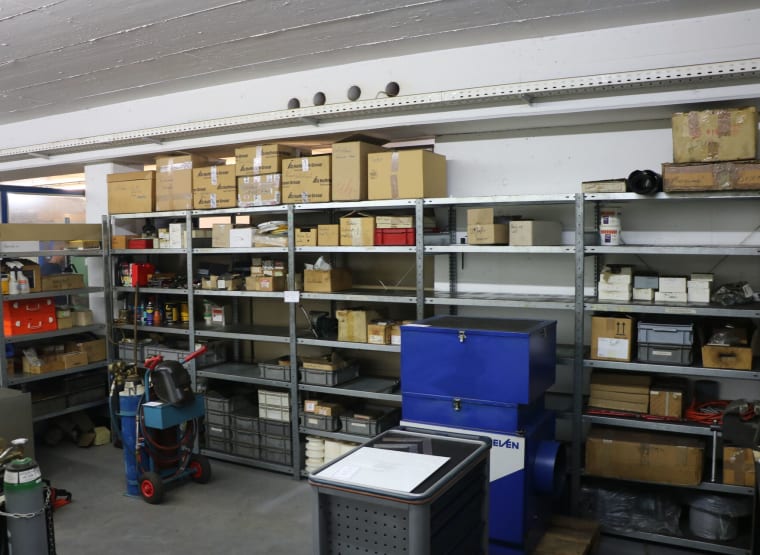 Workshop shelf with contents