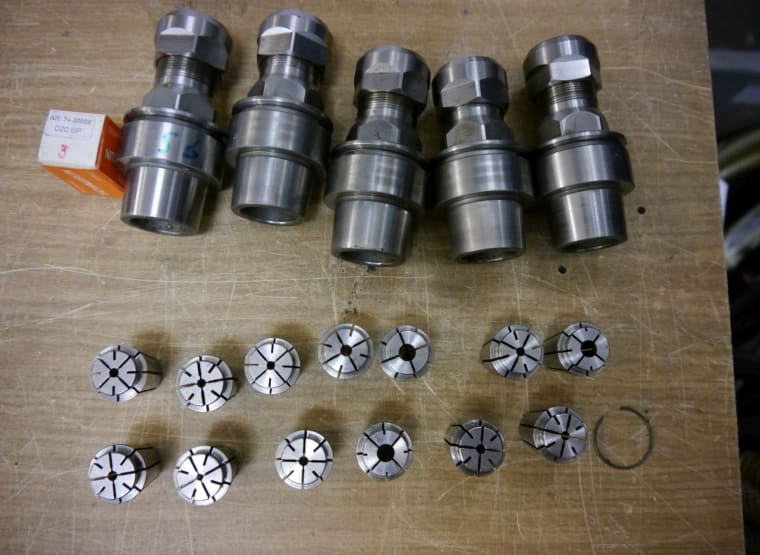 SCHAUBLIN 5x HSK-E40 collet chucks + 15x collets D20UP (suitable)