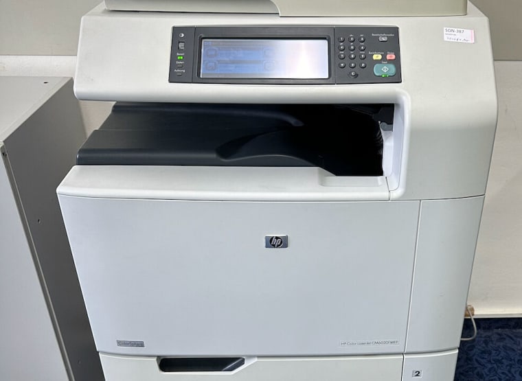 HP Color LaserJet CM6030f MFP Laser printer copier duplex color 5 paper compartments